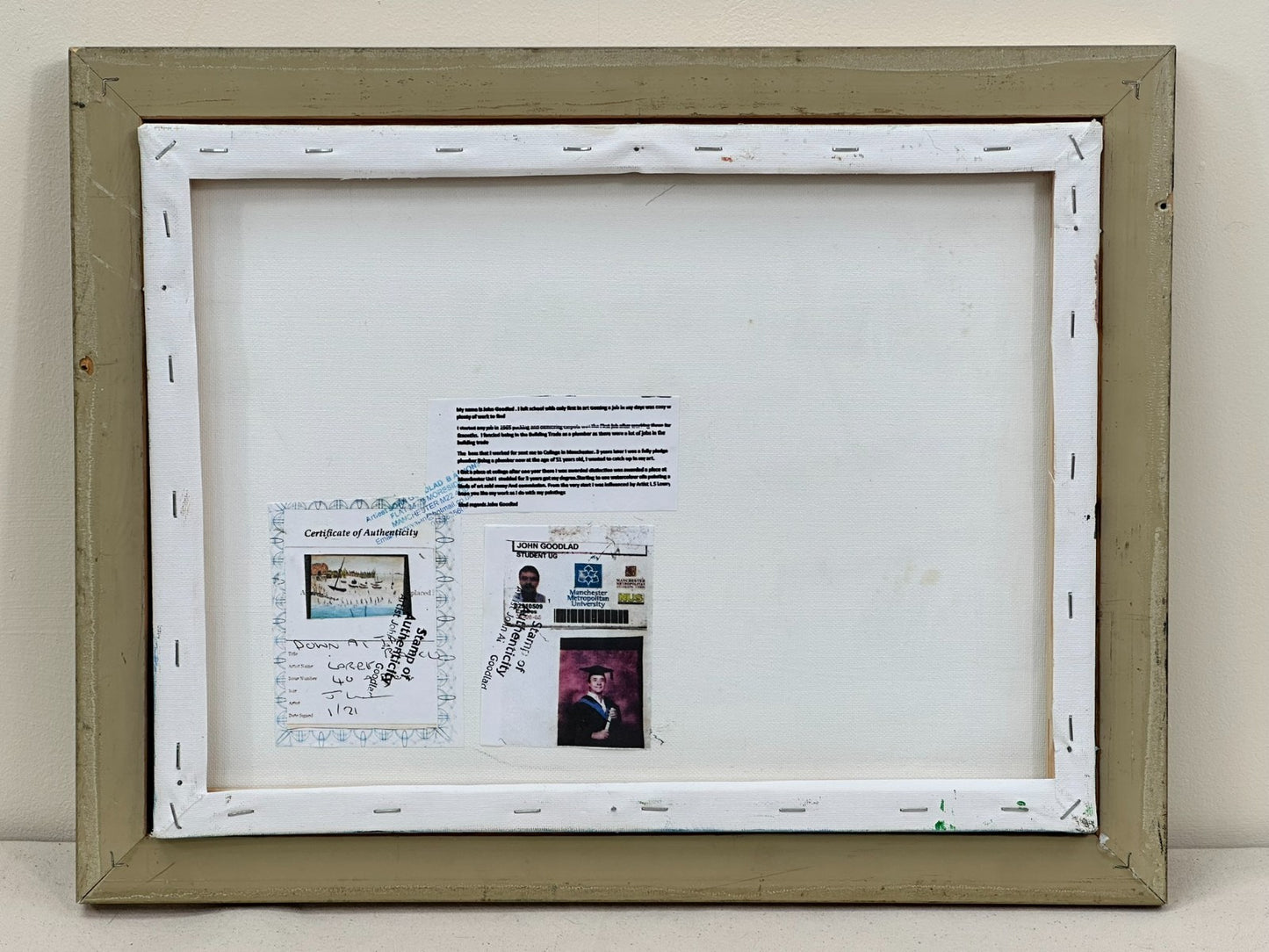 John Goodlad - Down at the Beach Framed Oil on Canvas 40x30cm Art After Lowry