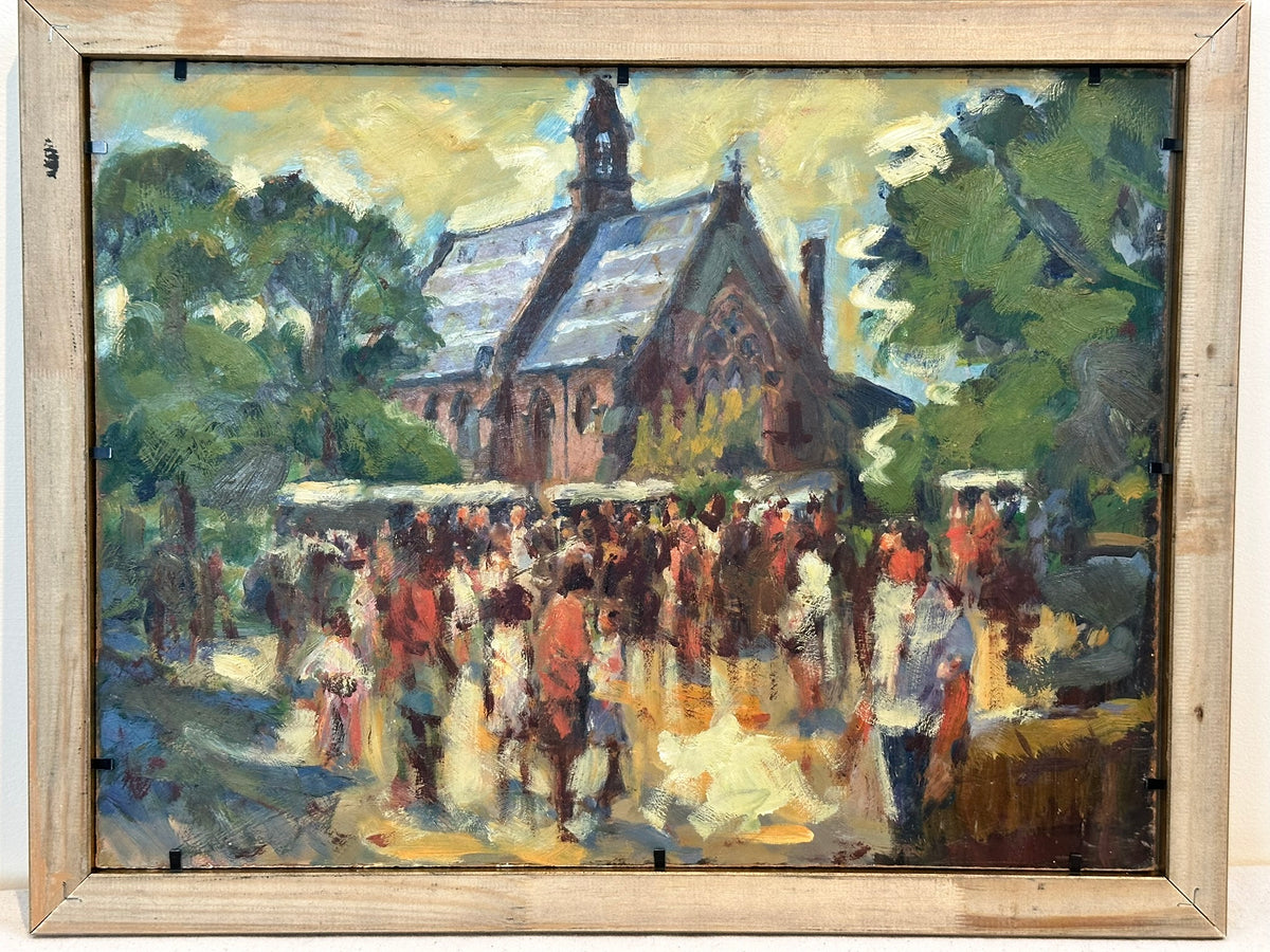 Keith Gardner RCA (1933-2025) - Boats and Buildings, Chester / People Outside St John's Church, Frankby