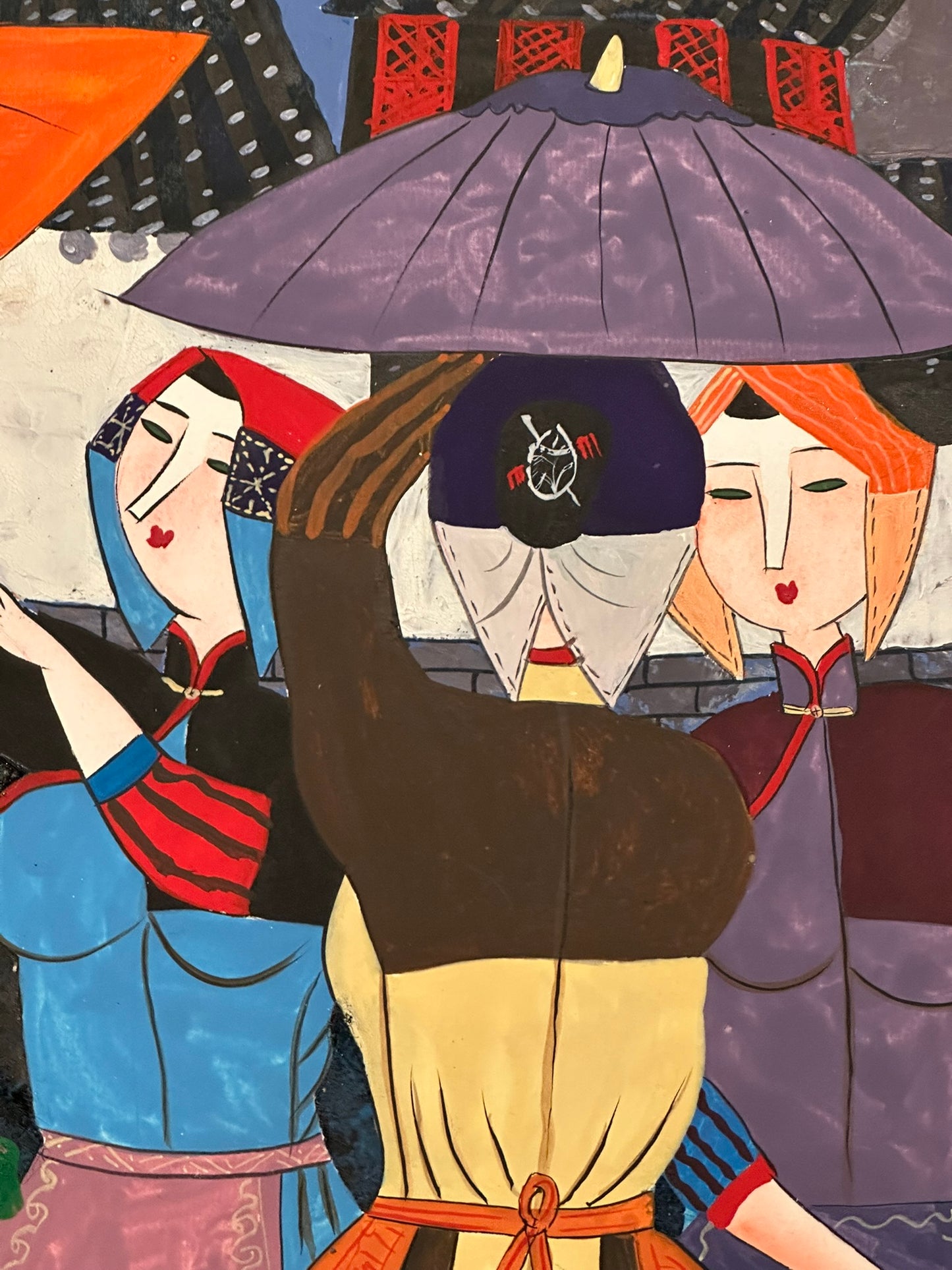 Milly (Shang Chaofeng) Parasol Ladies - Original Chinese Ink Painting Exhibited