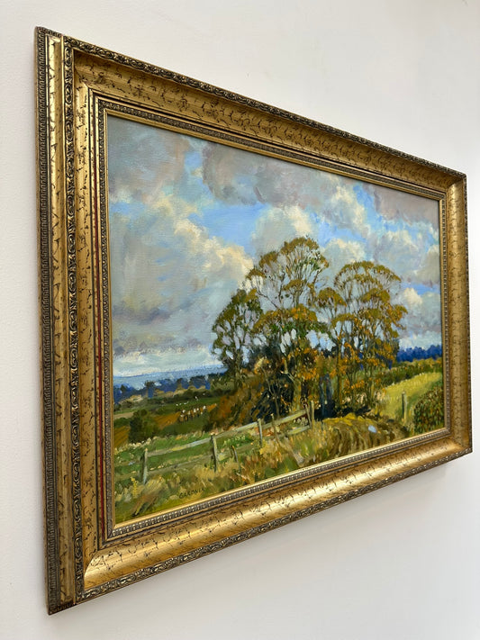 Keith Gardner RCA Large Oil on Canvas, Cheshire Landscape 77x51cm Signed Framed
