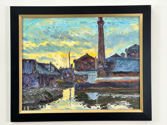 Original Keith Gardner RCA Oil Painting - Liverpool Dockside Industrial Scene