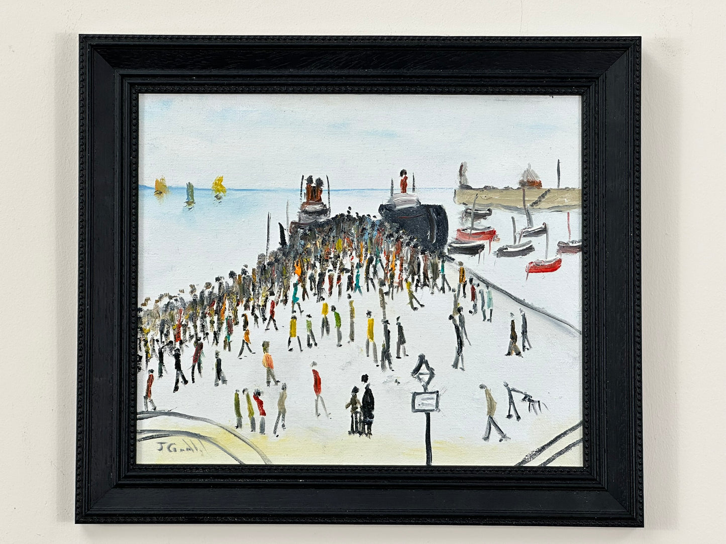 John Goodlad - Oil on Board After Lowry Ferry Boat Knott End