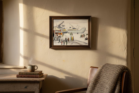 John Goodlad - The Docks Framed Oil on Canvas 40x30cm Manchester Art after Lowry