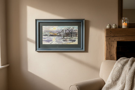 Peter Coate RWA Landscape Watercolour, Winter Scene, Large Framed 85x56 cm