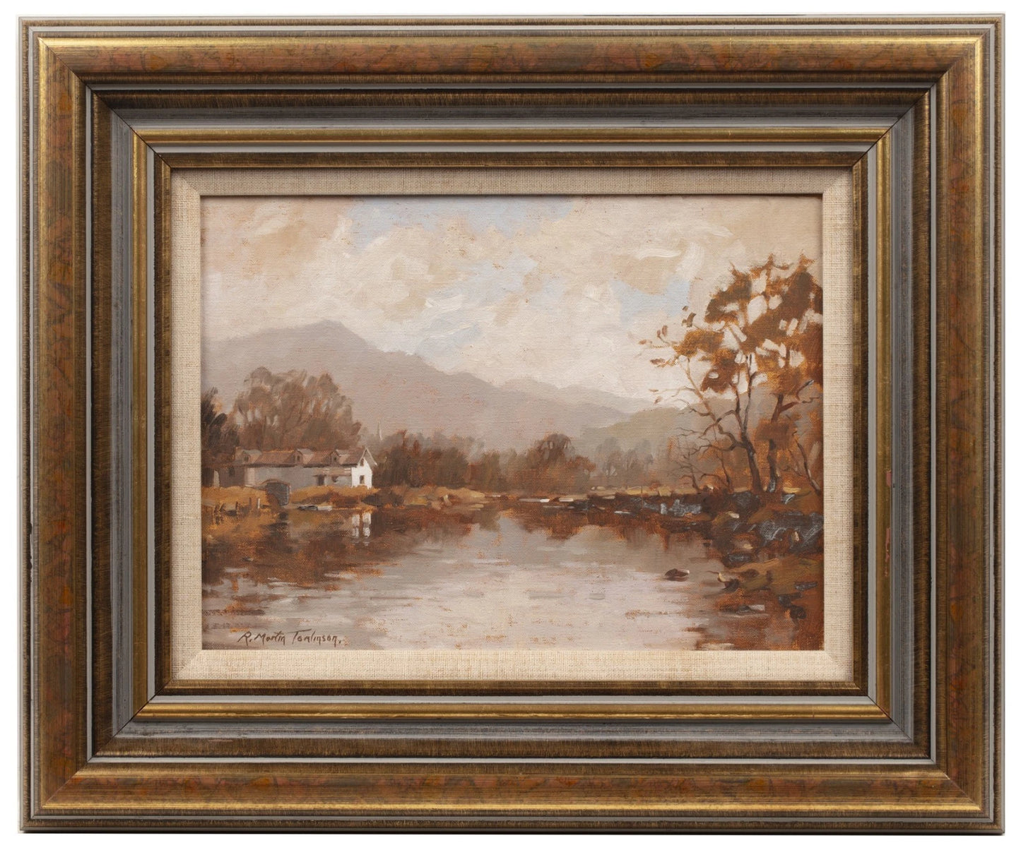 Robert Martin Tomlinson The Boathouse Brathay Estuary acrylic painting