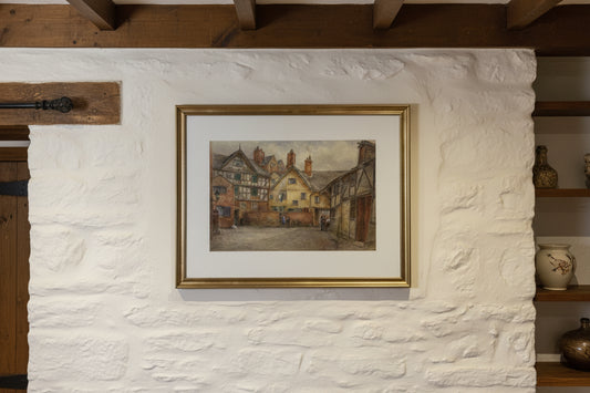 M. Crouse (H. M. Krause) 1924 Watercolour – New Ship Inn Yard, Shrewsbury, 52x34
