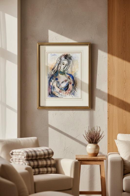 William Crosbie RSA RGI( Glasgow School ) Female Portrait - Mixed Media