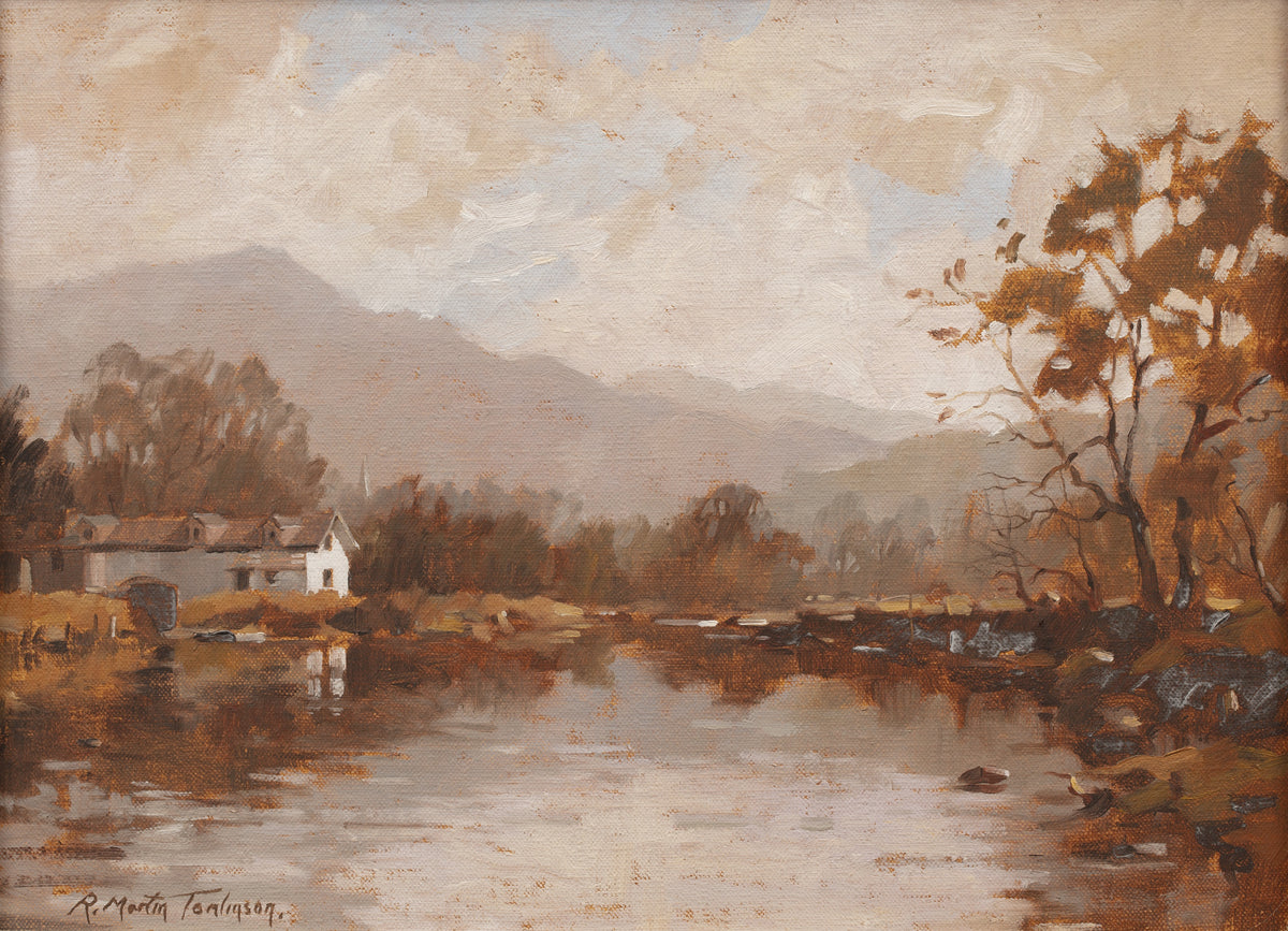 Robert Martin Tomlinson - The Boathouse, Brathay, Estuary - Oil on Canvas