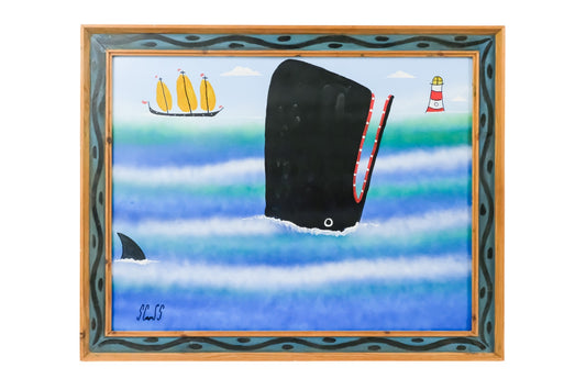 Steve Camps - Heads Up 2025 Signed Cornish Contemporary Oil Board Whale 54x42cm