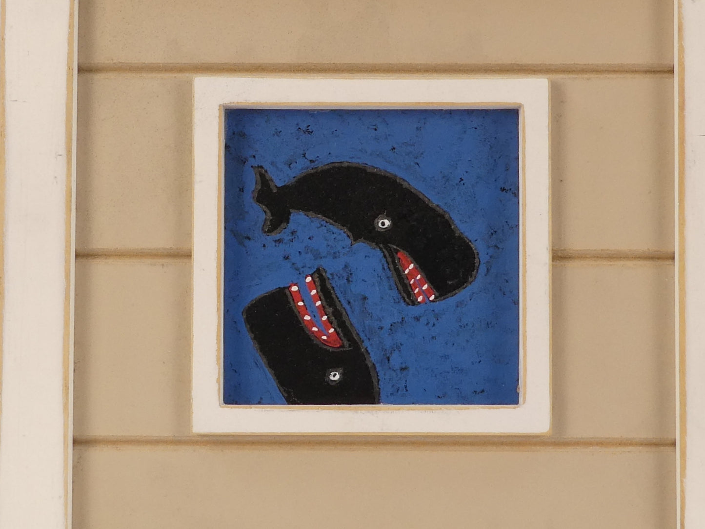 Steve Camps "Chase Me, Chase Me" Original Small Cornish Oil Painting Naive Whale