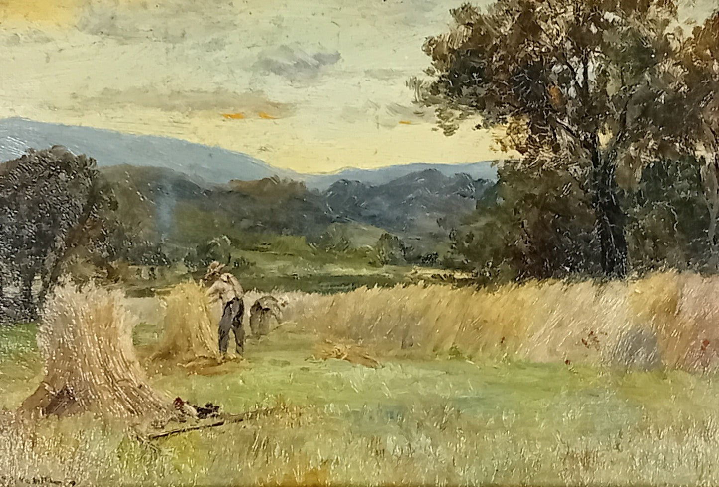 Original Oil on Board Peter S Buchanan (Glasgow) A Scottish Highland Hay Field