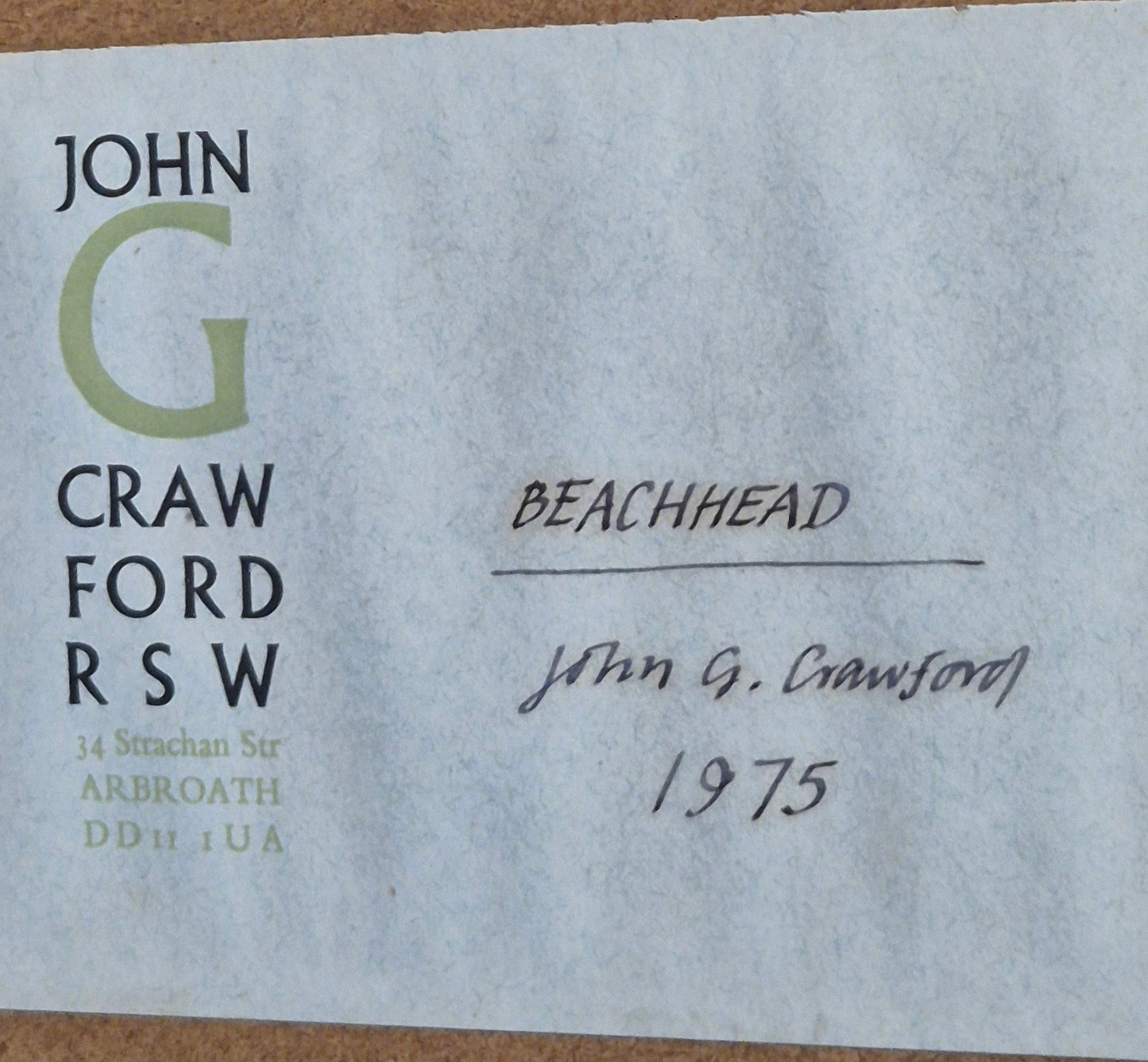 John G Crawford RSW RBA RI Scottish -Original 1975 Lunan Bay Pillbox Watercolour