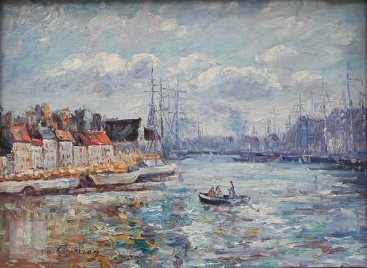 John Clymer (1932) Oil Painting Continental Harbour Signed British Impressionist