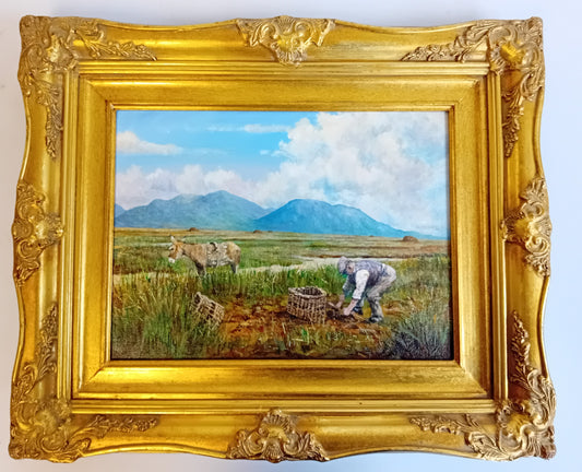 Tony McNally - Irish Landscape Signed Oil on Canvas - Working the Land 40x30cm