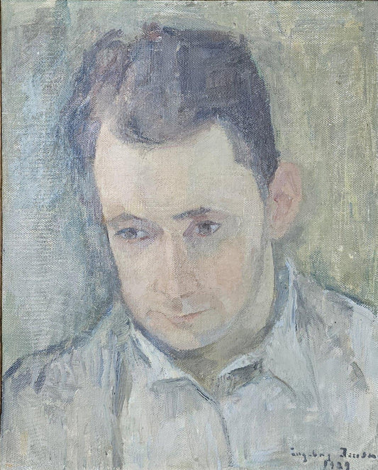 Ingeborg Jensen 1939 Original Portrait Oil Painting Norway 36x43cm Signed Framed
