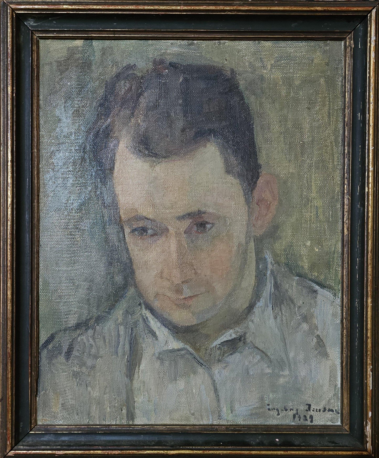 Ingeborg Jensen 1939 Original Portrait Oil Painting Norway 36x43cm Signed Framed