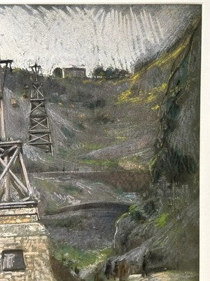 Adolf Hiremy-Hirschl Pastel Quarry Scene 1917 Austro-Hungarian 48x32cm