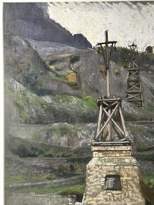 Adolf Hiremy-Hirschl Pastel Quarry Scene 1917 Austro-Hungarian 48x32cm