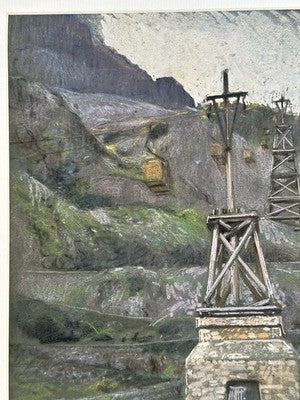 Adolf Hiremy-Hirschl Pastel Quarry Scene 1917 Austro-Hungarian 48x32cm