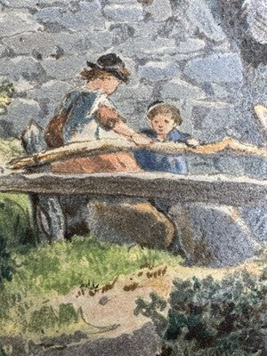 Original John Henry Mole Watercolour - Girl by Cottage 1860s Stunning Detail