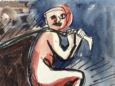 1985 Marzia Colonna - Two Figures Watercolour with Ink 1985 Maitland Dedicated