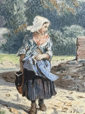 Original John Henry Mole Watercolour - Girl by Cottage 1860s Stunning Detail