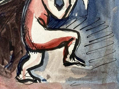 1985 Marzia Colonna - Two Figures Watercolour with Ink 1985 Maitland Dedicated
