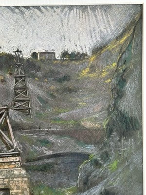 Adolf Hiremy-Hirschl Pastel Quarry Scene 1917 Austro-Hungarian 48x32cm