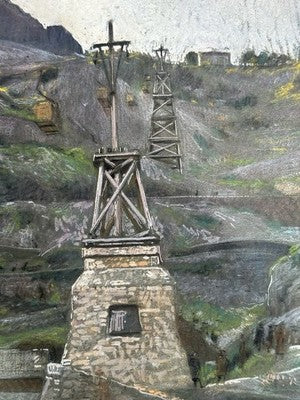 Adolf Hiremy-Hirschl Pastel Quarry Scene 1917 Austro-Hungarian 48x32cm