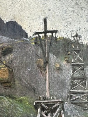 Adolf Hiremy-Hirschl Pastel Quarry Scene 1917 Austro-Hungarian 48x32cm
