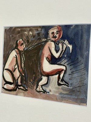 1985 Marzia Colonna - Two Figures Watercolour with Ink 1985 Maitland Dedicated
