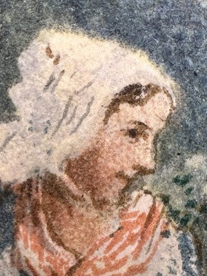 Original John Henry Mole Watercolour - Girl by Cottage 1860s Stunning Detail