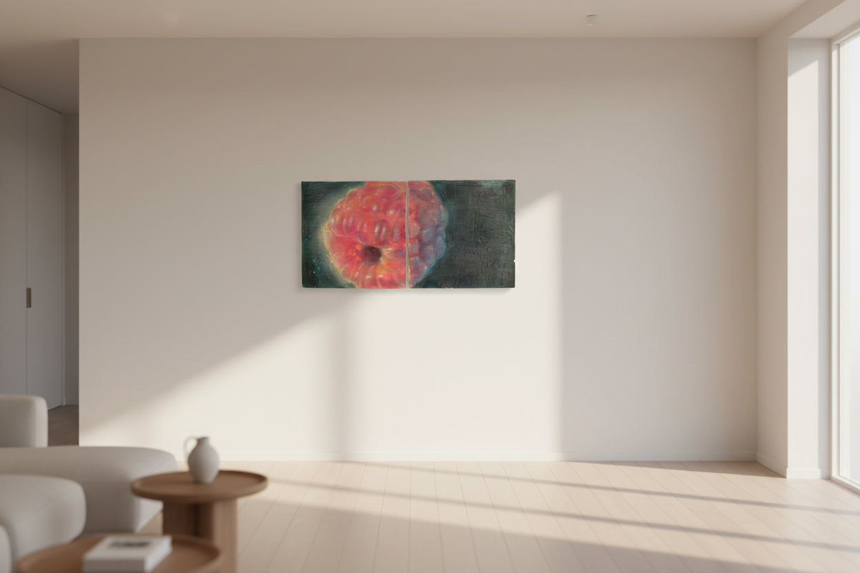 Mark Karasick - Raspberry Diptych - Mixed Media Encaustic