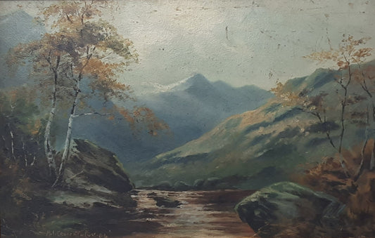 William Cruickshank Signed Oil Painting Highland Landscape 1904 Framed Art