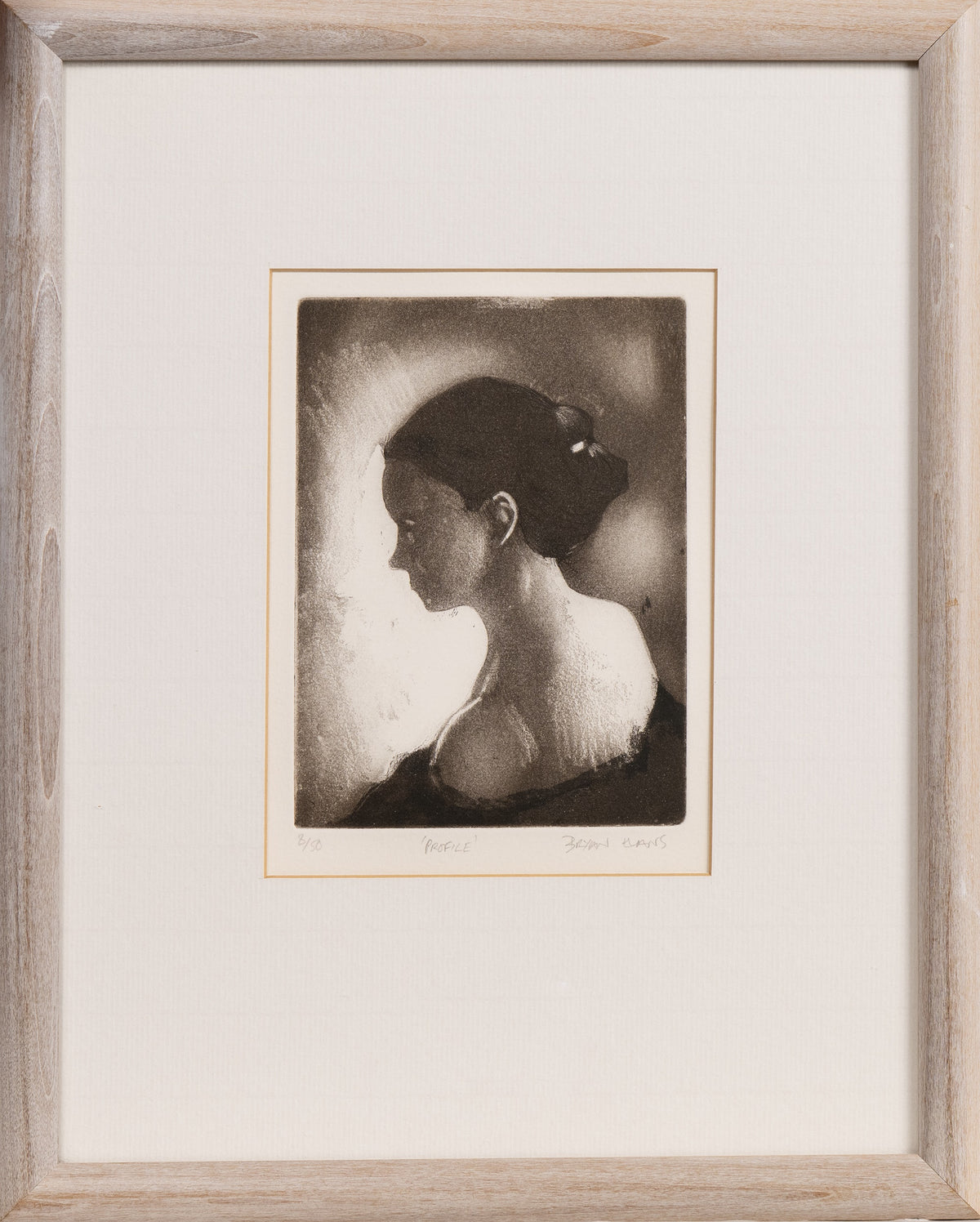Bryan Evans (b. 1964) - " Profile " Signed Limited Edition Etching 8/50 Nude Study Framed