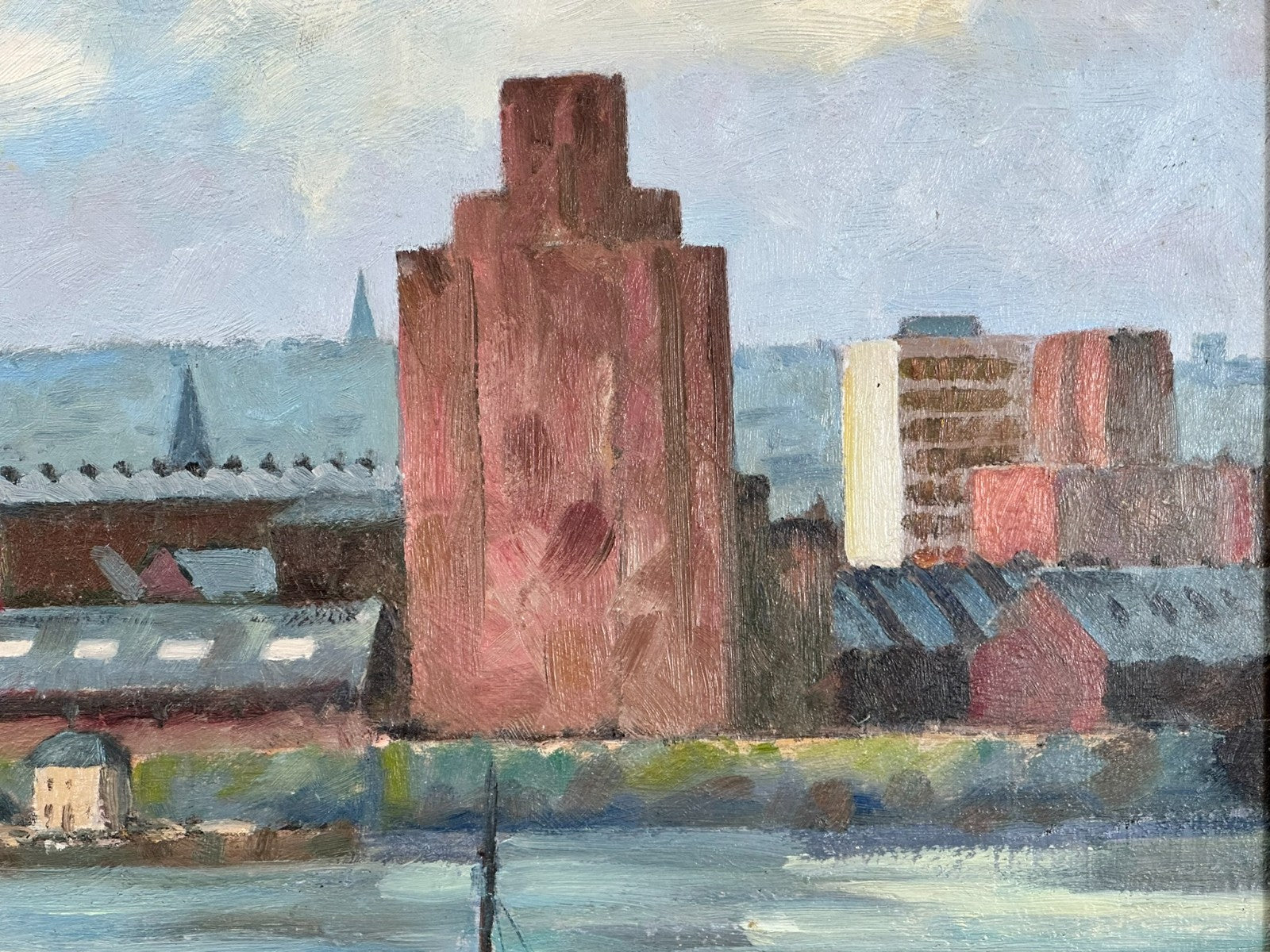 Keith Gardner RCA - River Mersey Birkenhead Ferry . Double sided Original Oil