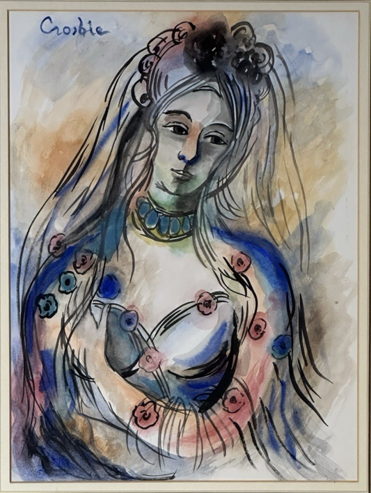William Crosbie RSA RGI( Glasgow School ) Female Portrait – Mixed Media 40x30 cm