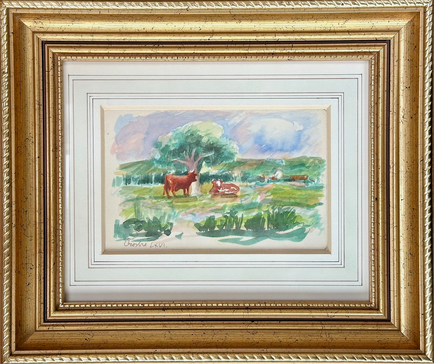 William Crosbie RSA ( Glasgow School ) Scottish Landscape Watercolour Cattle