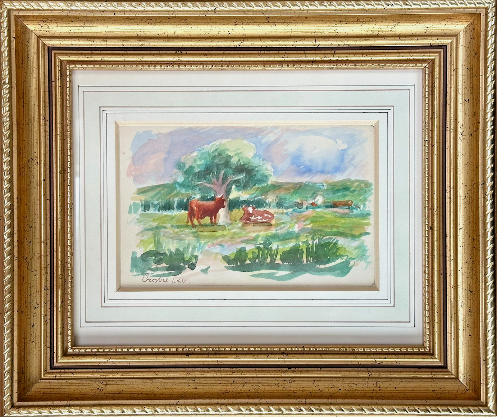 William Crosbie RSA ( Glasgow School ) Scottish Landscape Watercolour Cattle