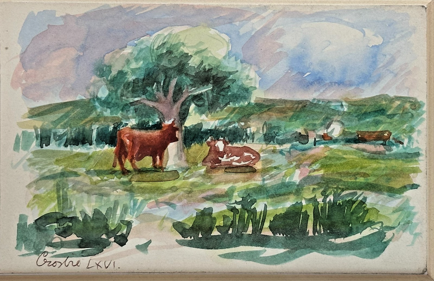 William Crosbie RSA ( Glasgow School ) Scottish Landscape Watercolour Cattle