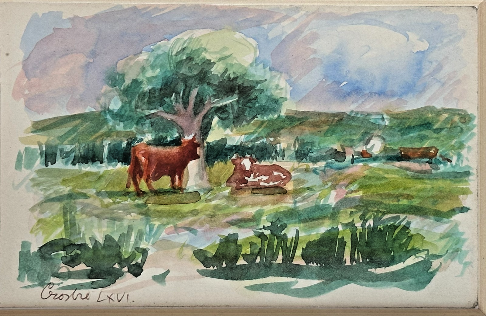 William Crosbie RSA ( Glasgow School ) Scottish Landscape Watercolour Cattle