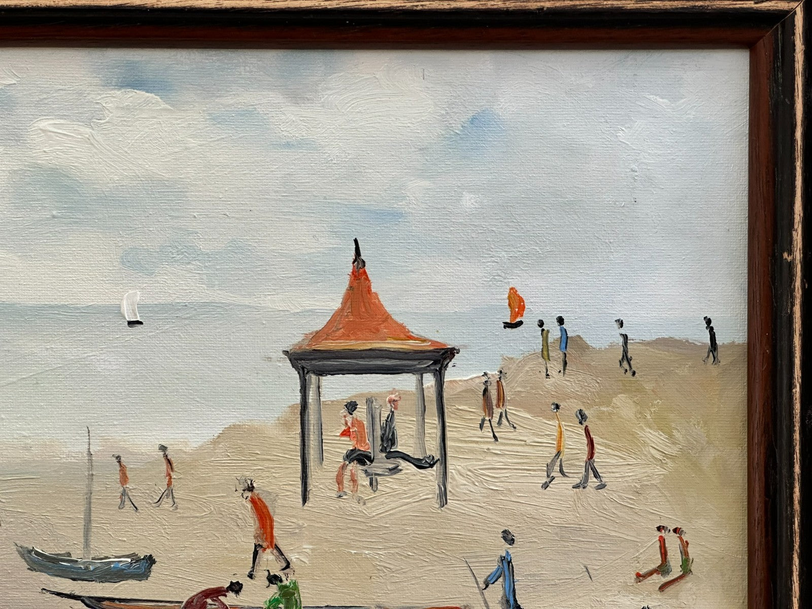 John Goodlad - Lowry Style Beach Scene - Original Northern Art Oil on Canvas