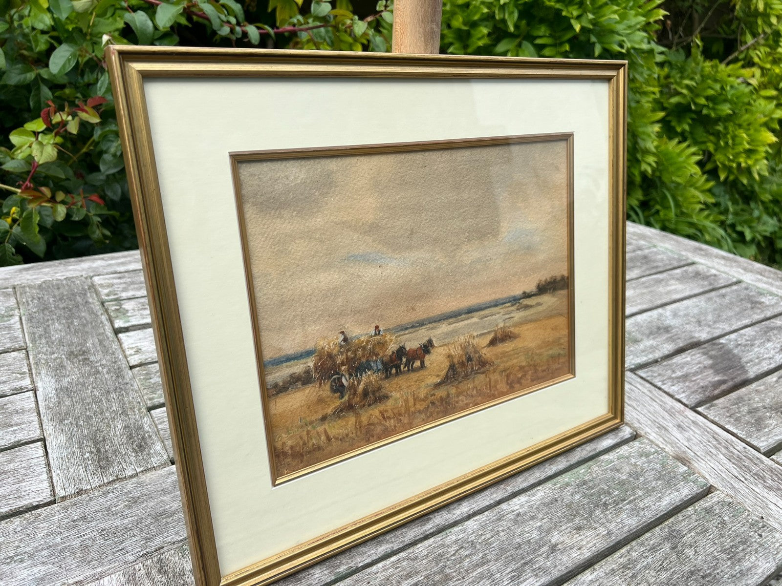 Original Harvest Scene Watercolour with RWS Stamp Manner of Henry John Kinnaird