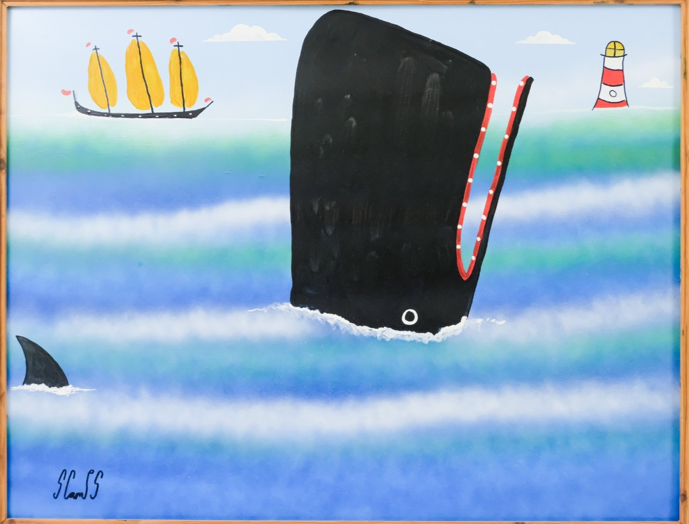 Steve Camps - Heads Up 2025 Signed Cornish Contemporary Oil Board Whale 54x42cm