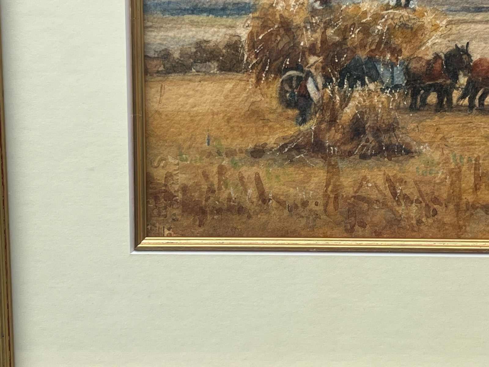 Original Harvest Scene Watercolour with RWS Stamp Manner of Henry John Kinnaird