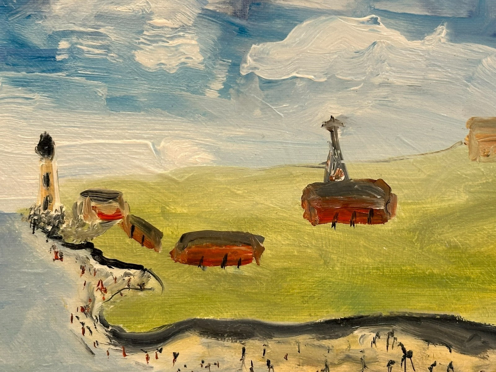 John Goodlad - Lowry Style Coastal Scene - Original Oil on Canvas Northern Art