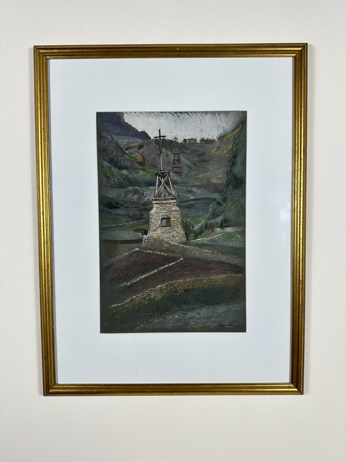 Adolf Hiremy-Hirschl Pastel Quarry Scene 1917 Austro-Hungarian 48x32cm