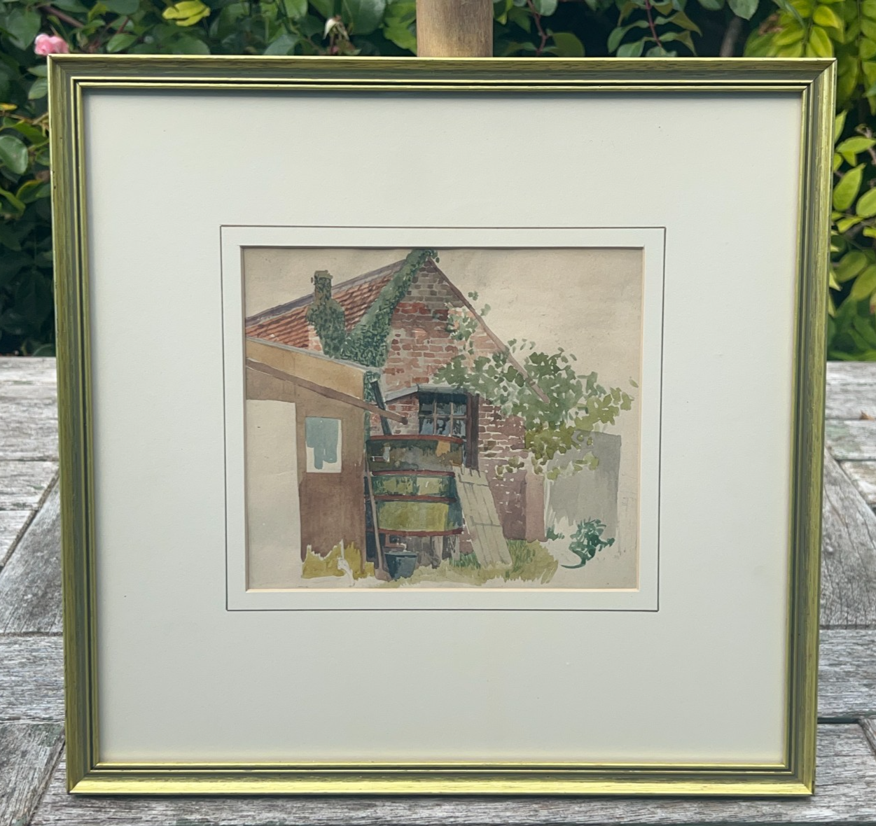 Harry Bush ROI Suburban Garden Scene London Watercolour Framed