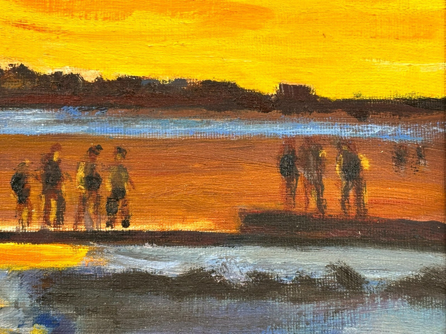 Keith Gardner RCA - Coastal Sunset . Original Oil Painting Harbour Boat Framed