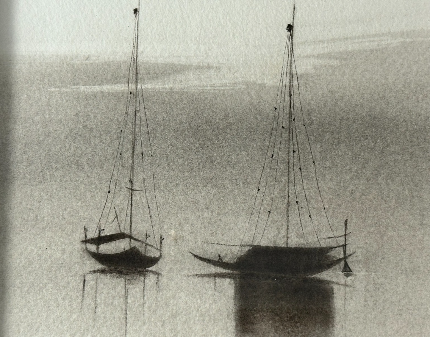 Gopal Ghose Original Watercolour - Morning Mist, The Hooghly - Indian Modernist